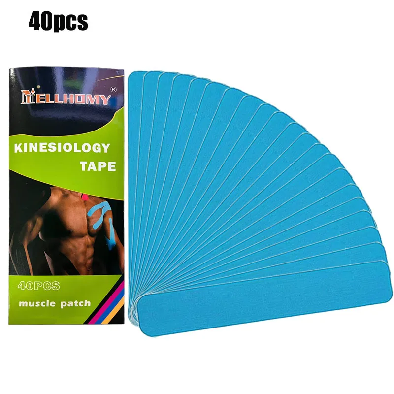 40 Pre-Cut Kinesiology Tape Mix Set Multicolored Ankle Wrists Knees Elastic Sport Tape Strips  Waterproof Breathable Latex Free