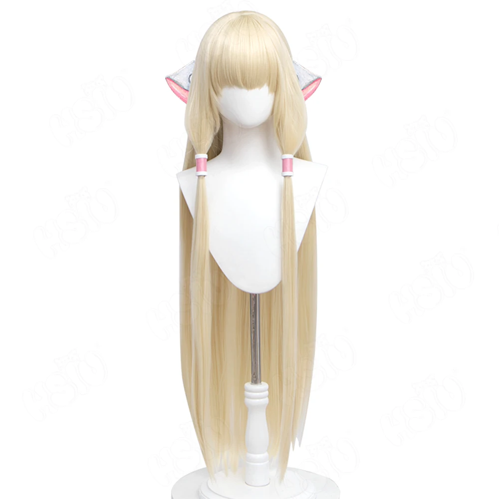 Anime Chobits Chi Cosplay Wig light gold Long hair Synthetic Wig Milk Golden Chobits Chi Wigs+Wig Cap