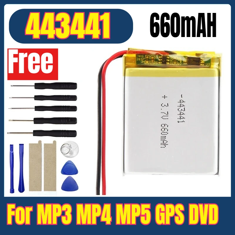 

3.7V 660mAh 443441 Lithium Polymer Li-Po Li Ion Rechargeable Battery for MP3 MP4 MP5 GPS DVD