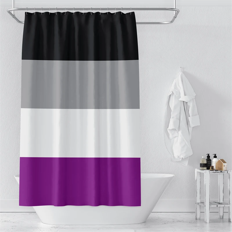 

Gaslight Gatekeep Girlboss Asexual Pride Flag Rainbow LGBT Shower Curtain Set with Grommets and Hooks for Bathroom Decor