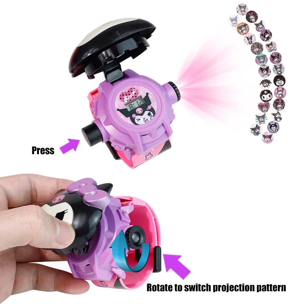 Orologio digitale Sanrio Kawaii con proiezione 3D Cinnamoroll Kuromi Melody Cartoon LED cinturino in silice orologi elettronici regali per bambini