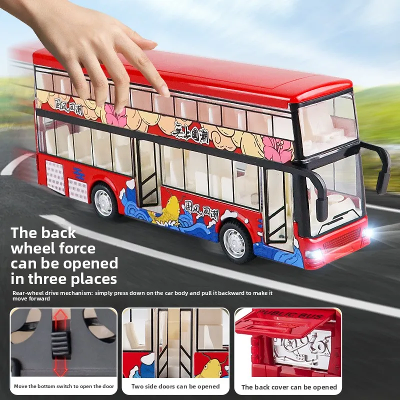 1:60 سبيكة حافلة المدينة نموذج المركبات مدينة اكسبرس حافلة حافلات مزدوجة دييكاست المركبات اللعب مضحك التراجع سيارة الأطفال الاطفال الهدايا