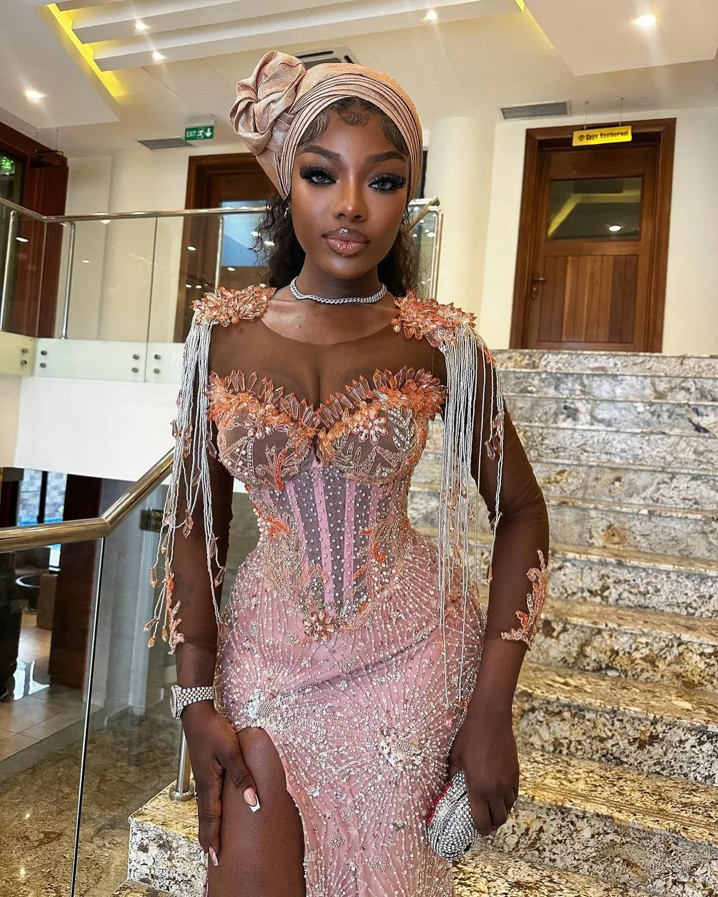 Sukienka urodzinowa w stylu Aso Ebi z brokatowymi koralikami, afrykańskie sukienki na przyjęcie weselne, sukienka formalna syrenka z koralikowymi frędzlami, luksusowe suknie balowe