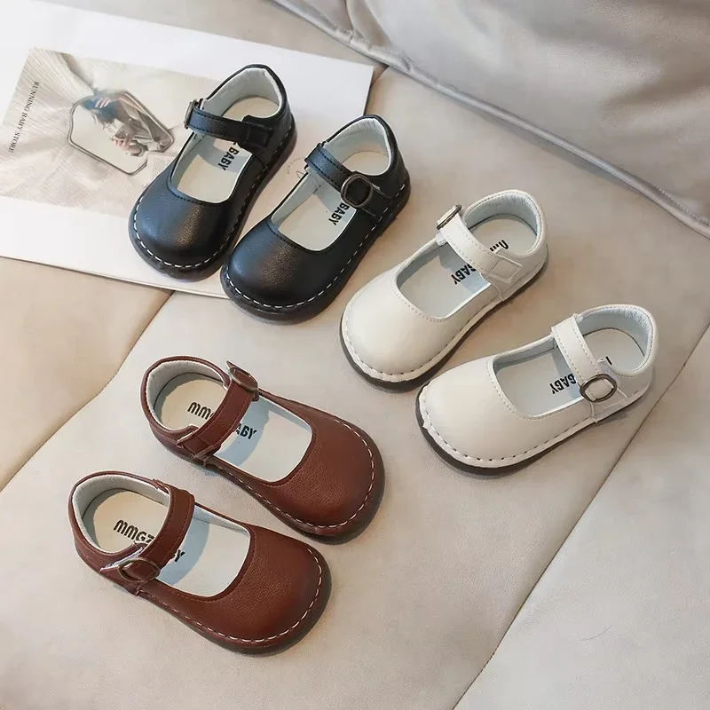 

2025 Kids Flats for Girls Shoes Toddlers Little Girl Children Dress Shoes mary janes with Buckle Princess Wedding Shoes