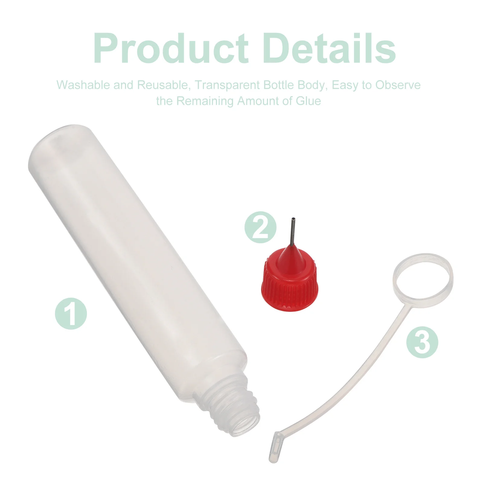 Aplicador de pegamento para acolchar de 20 piezas, botella de plástico transparente para apretar, punta de punta fina para manualidades de papel DIY, dispensación de adhesivo, 30Ml