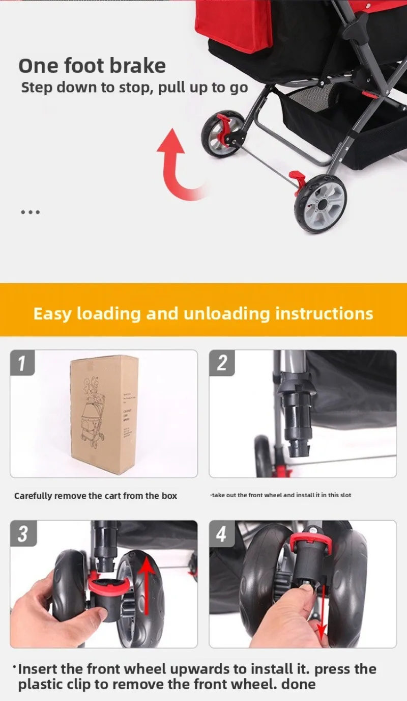 Pet cart Two-way four-wheel large space cat and dog go out trolley One-click folding cart