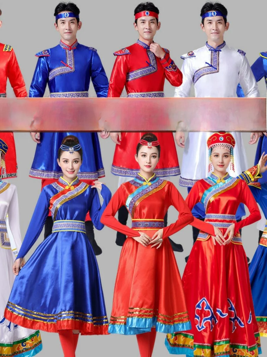 

Современный монгольский танцевальный костюм для мужчин и женщин, национальный стиль, наряд для выступления 3 марта, этнический сценический костюм, традиционный ансамбль