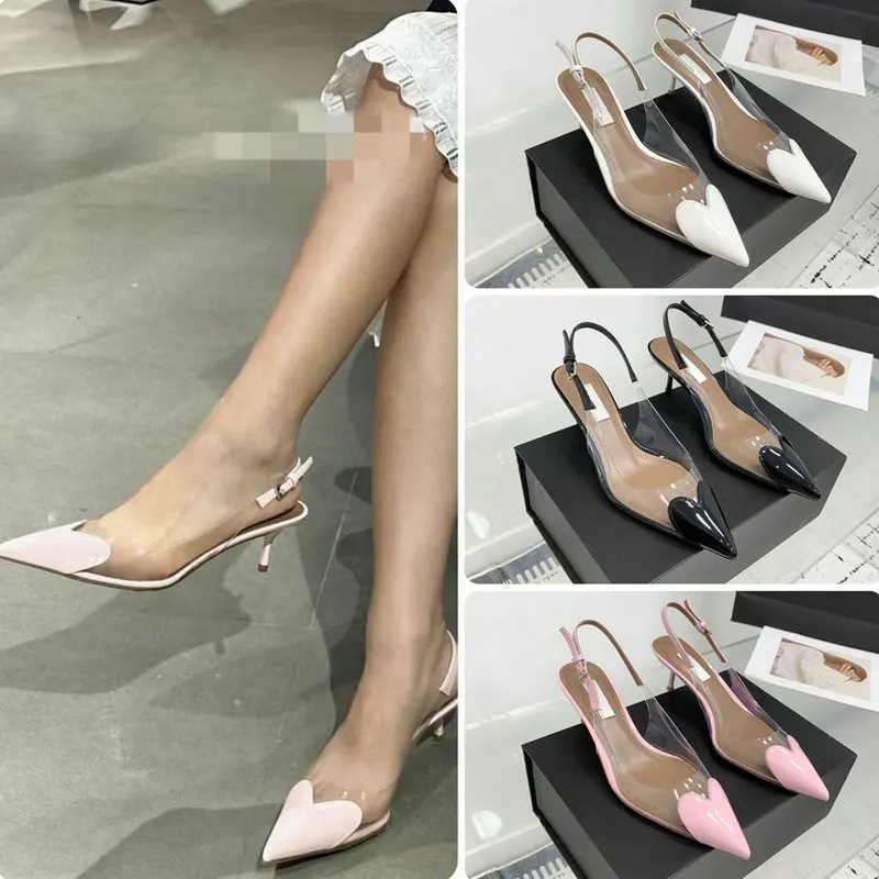 2025 New Style Fashion Heart-shaped Patched Pumps Transparent