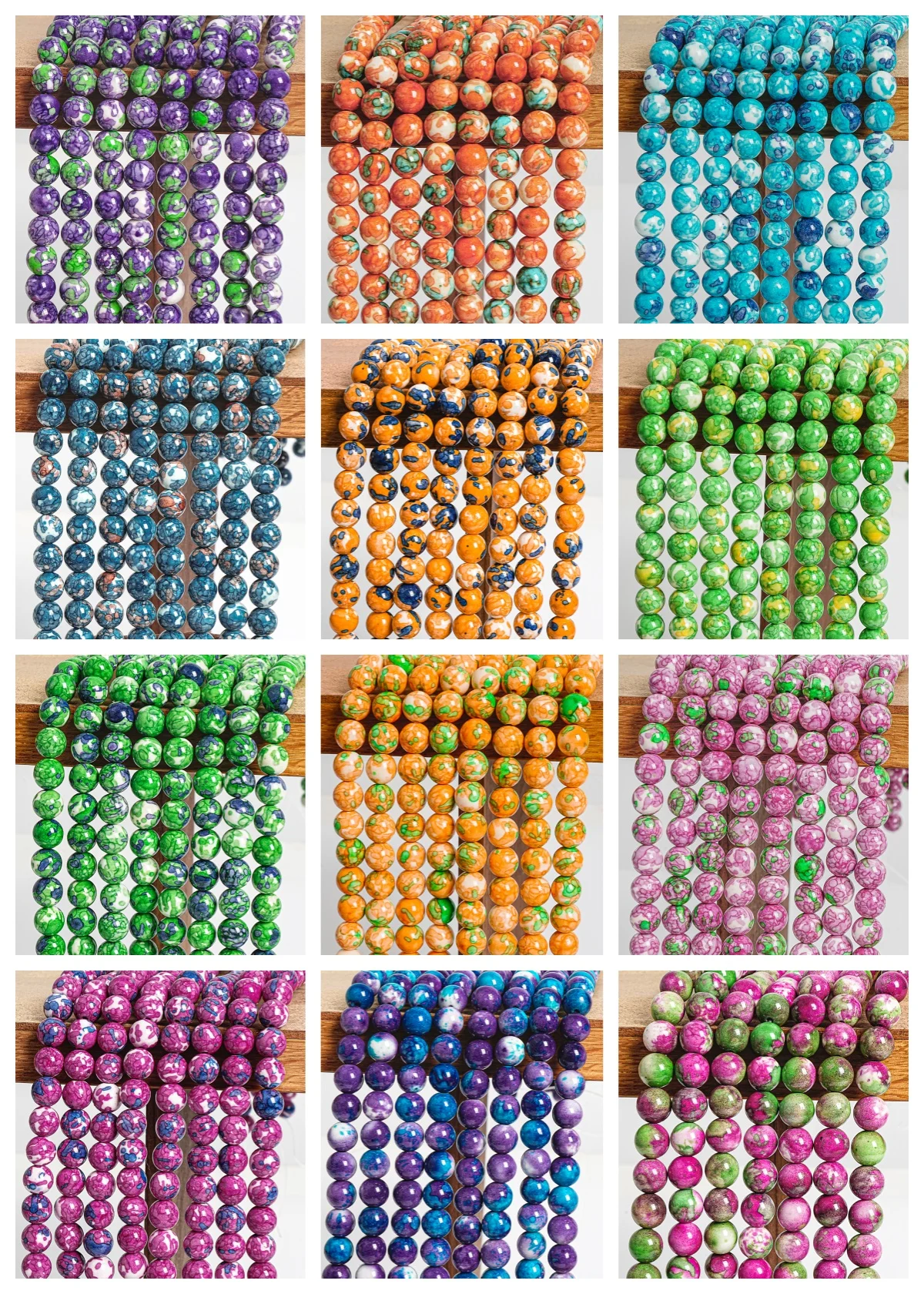 

Premium AAA Artificial Rain Flower Jade Stone Beads 6/8/10mm Hypoallergenic Multicolor Round Spacer Beads for Statement Jewelry