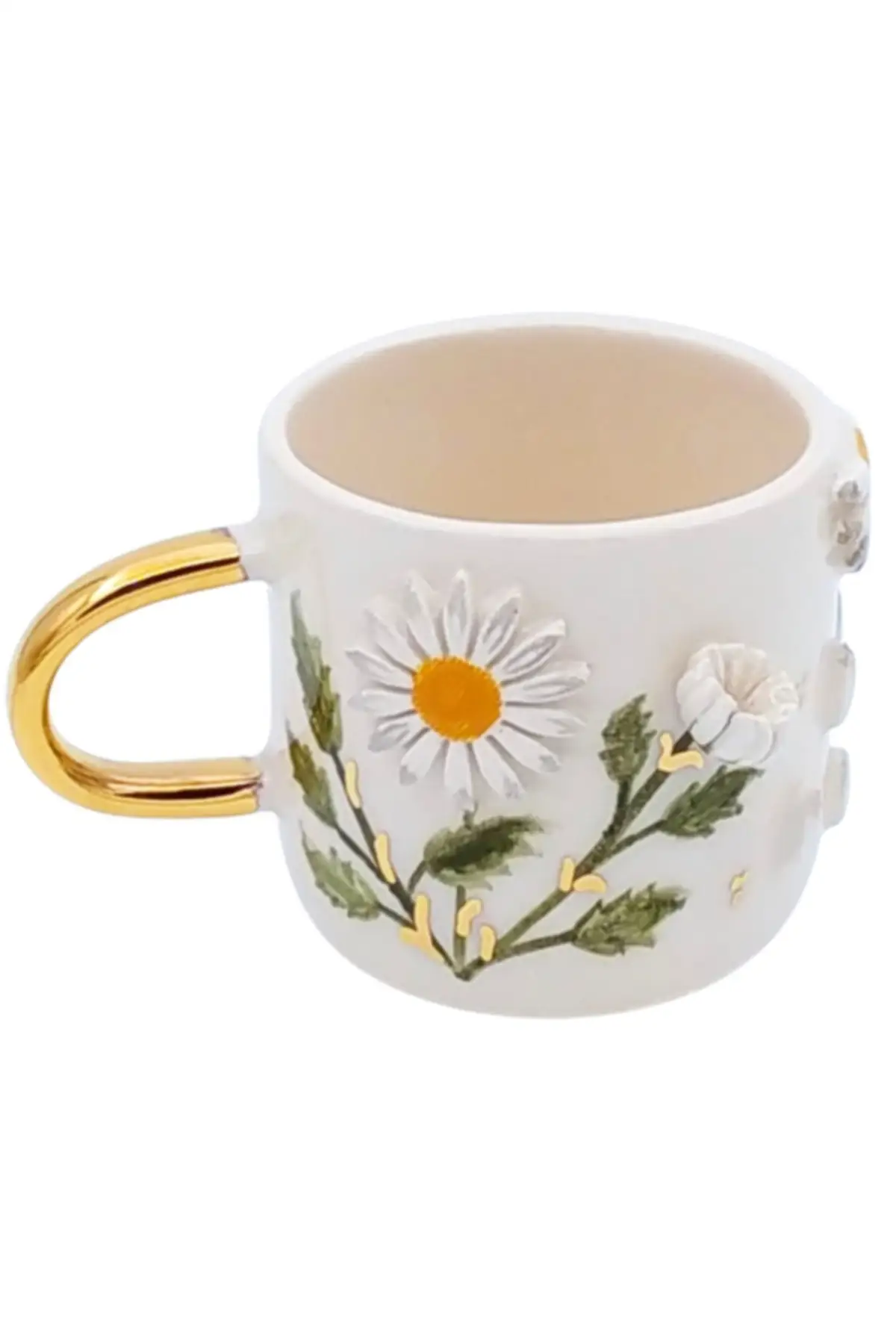 

DOLBOVI 24 sterling gold embroidered, daisy figured, 100 handmade, gift double turkish coffee cup