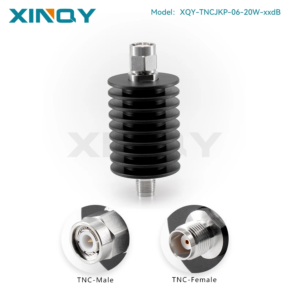 XINQY 20W TNC-JK Fixed Attenuator RF Attenuator 3dB/6dB/10dB/20dB/30dB/40dB 6GHz Signal Attenuator