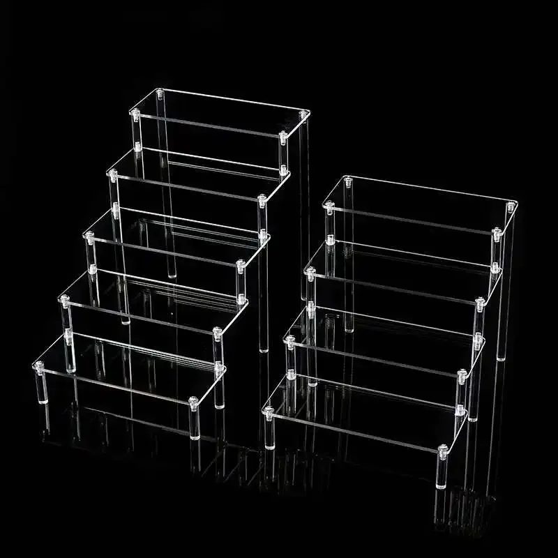 Clear Acrylic Display Stand For Anime Figures Cupcake Shelf Organizer Desserts Holder Jewels Display Risers Perfume Model Stand