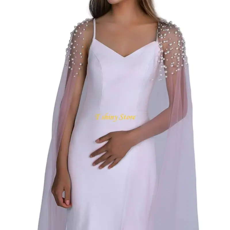 N58F Tulle Arm Sleeves for Bride Long Trailing Shoulder Veil Arm Shawl Sleeves Veil Arm Cover Oversleeve for Wedding Dresses