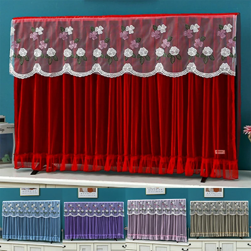 Elegant Embroidered Lace TV Dust Cover - Breathable 32/42 Inch LCD Screen Protector for Wall Mounted & Flat Screen TVs