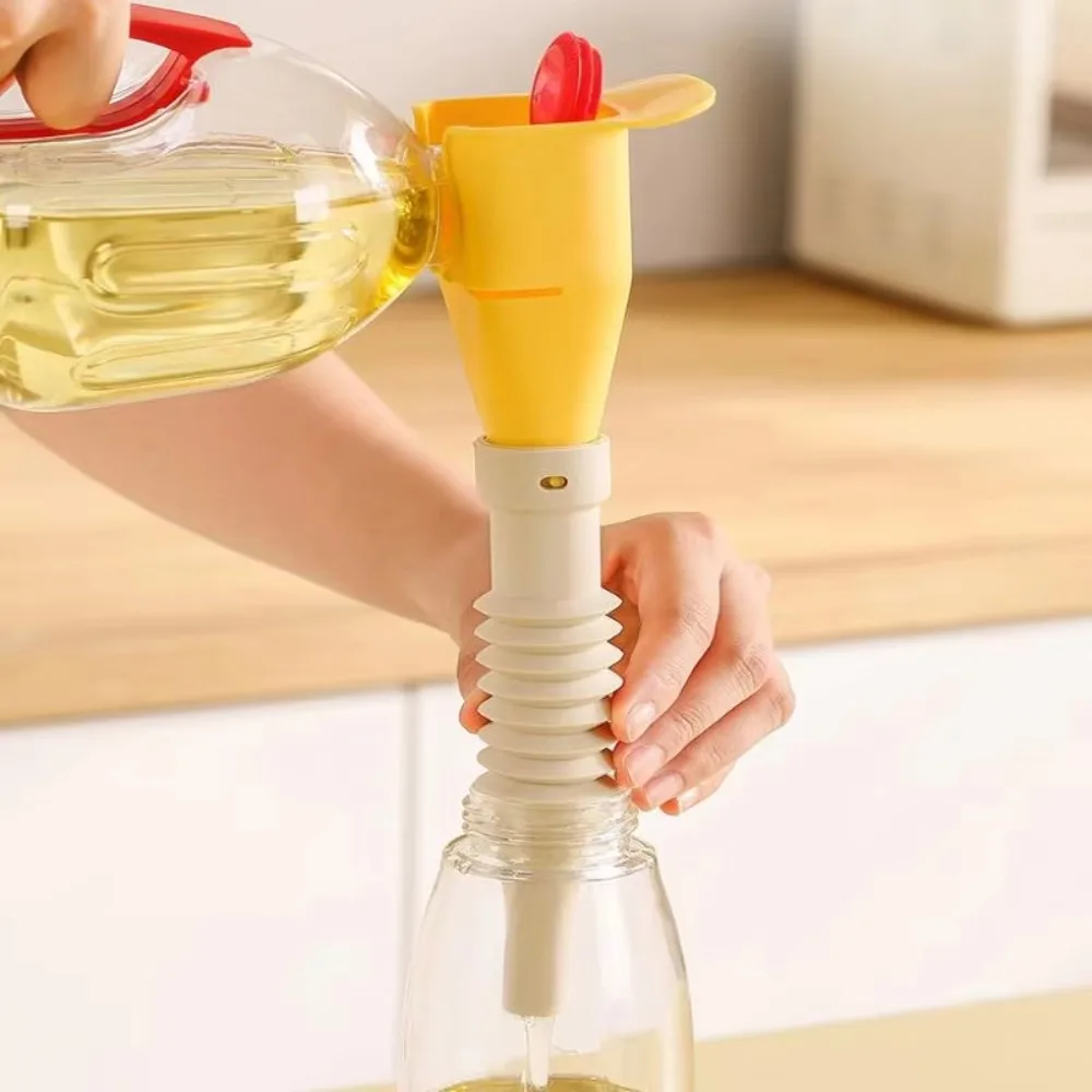 2PCS Telescopic Hose Extendable Kitchen Funnel Wide-mouth Spill-Proof Kitchen Oil Funnel Flexible Heat-resistant