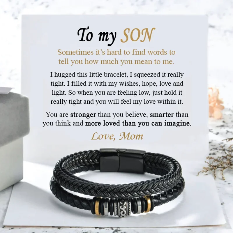 To My Son Bracelet Friend Gift From Mom Bracelet Stainless Steel Eternal Love and Bond Gift With Box