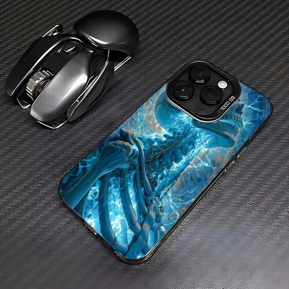 Funda de teléfono con patrón de calavera azul adecuada para iPhone 17 16 15 14 13 12 11 Pro/Max/Plus contraportada anticaída y a prueba de golpes