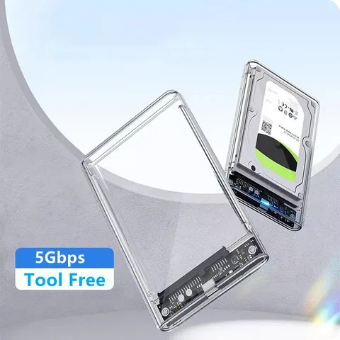 Внешний корпус для жестких дисков и SSD 2,5 дюйма USB 3.0/Type C, прозрачный — изображение продукта