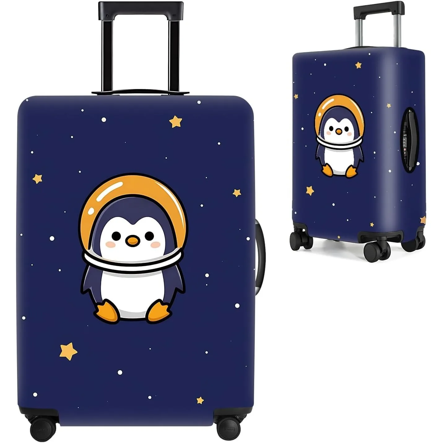 

Чехол для багажа Space Penguin, моющийся чехол для чемодана с милым астронавтом и пингвином, защитный чехол для дорожного чемодана, чехол для сумки с защитой от царапин