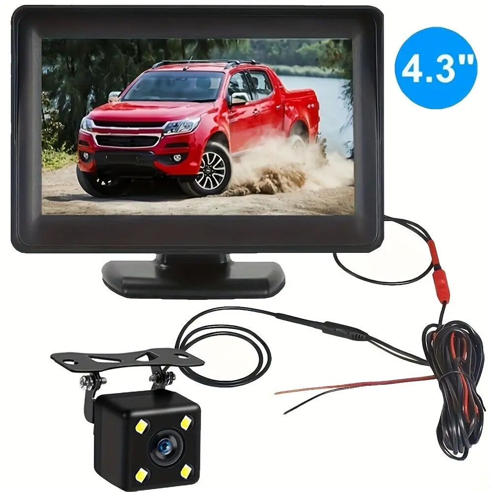 Rear View Invertendo Backup Camera, 4LED Display, Estacionamento Set, 4.3 Polegada