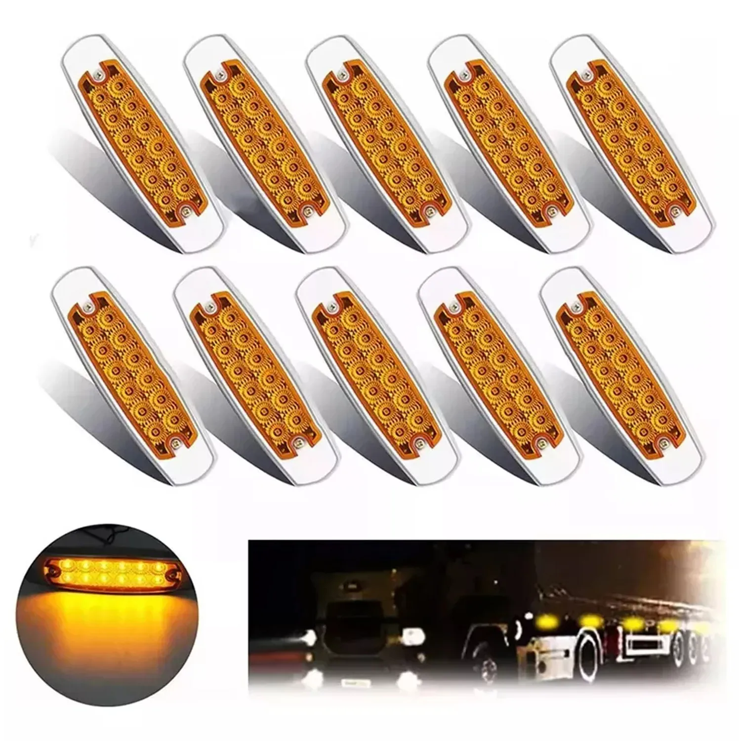 Truck turn signal light 12LED 24V yellow 10pcs cargo truck edge light width indicator side light 12-24V LED 10pcs waterproof