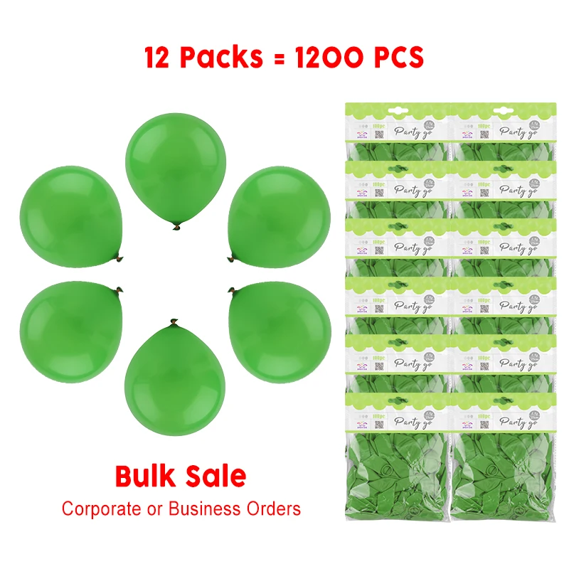 1200 Pieces-10'' Kelly Green Matte Latex Balloons 100pcs/Pack 12 Packs (1200pcs Total)