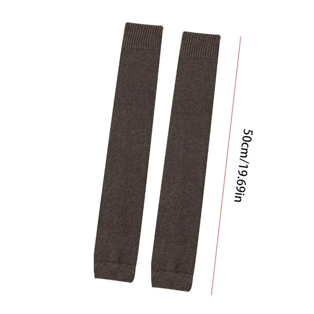 Elastic Keep Warm Plush Knee Protector Long Socks Thickened Knitted Foot Cover Solid Color Japanese Women Leg Warmers Winter