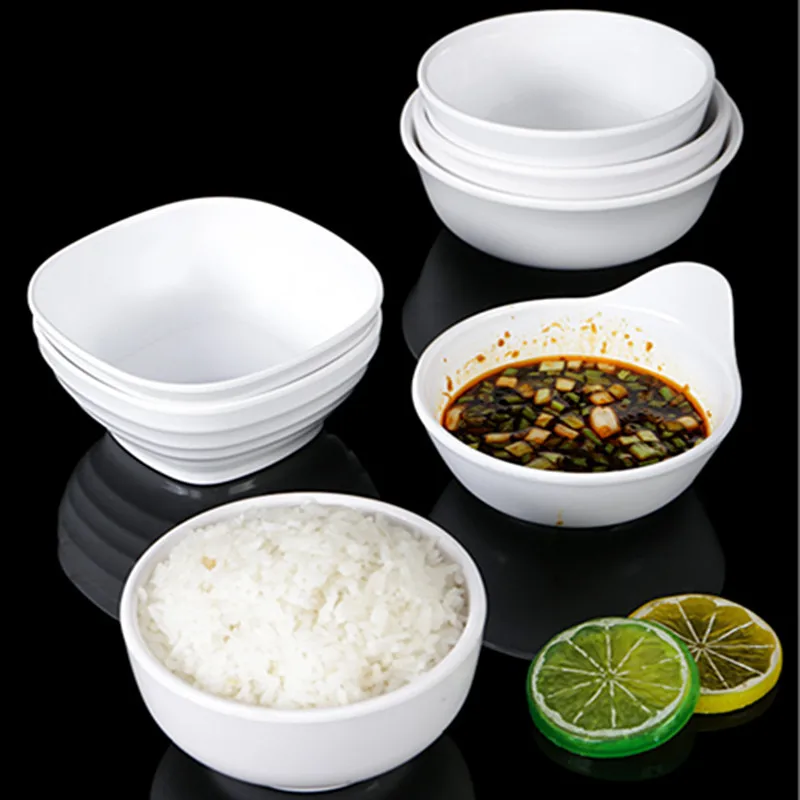 White Melamine Bowls Restaurant Small Rice Soup Sauce Bowl Dinner Dish Hot Pot Seasoning Container Anti-fall kitchen Tableware