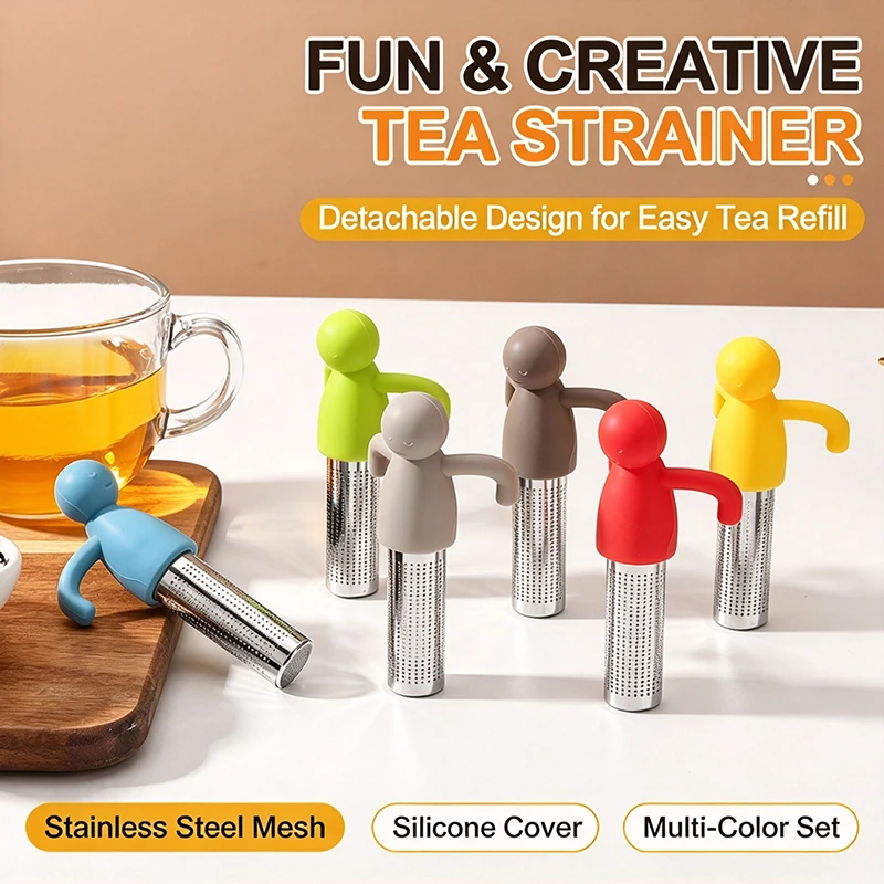 2/4Pcs Tea Strainer Stainless Steel, Tea Diffuser With Ultra Fine Mesh, Creative Humanoid Tea Brewing Strainer Accessory LCQ002