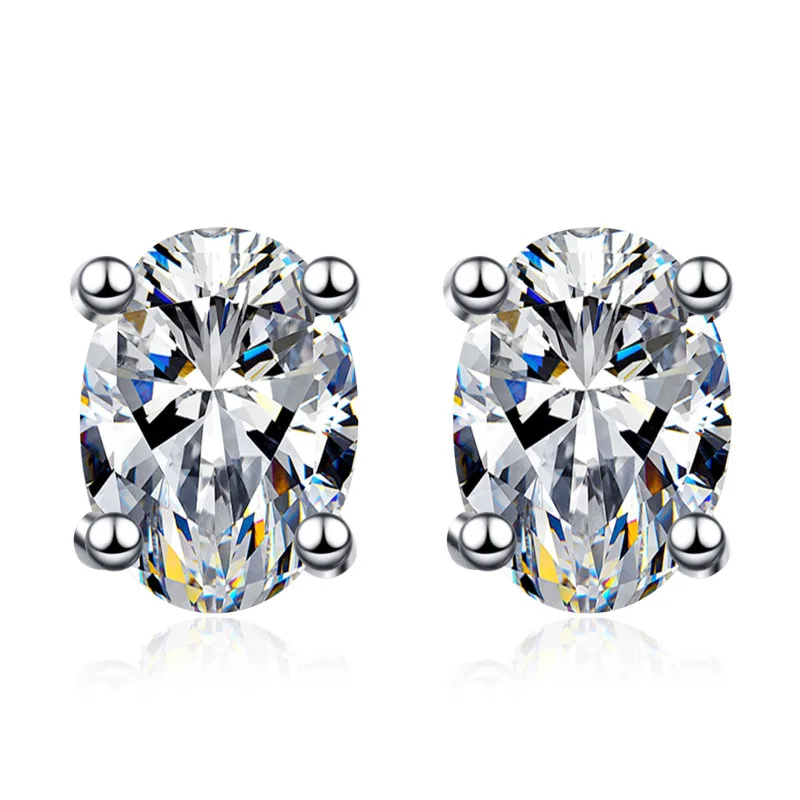 Classic PT950 Platinum female Earrings 0.5/1/2ct Oval Cut Moissanite D color Stud Earring for Women Luxury Wedding Party Jewelry