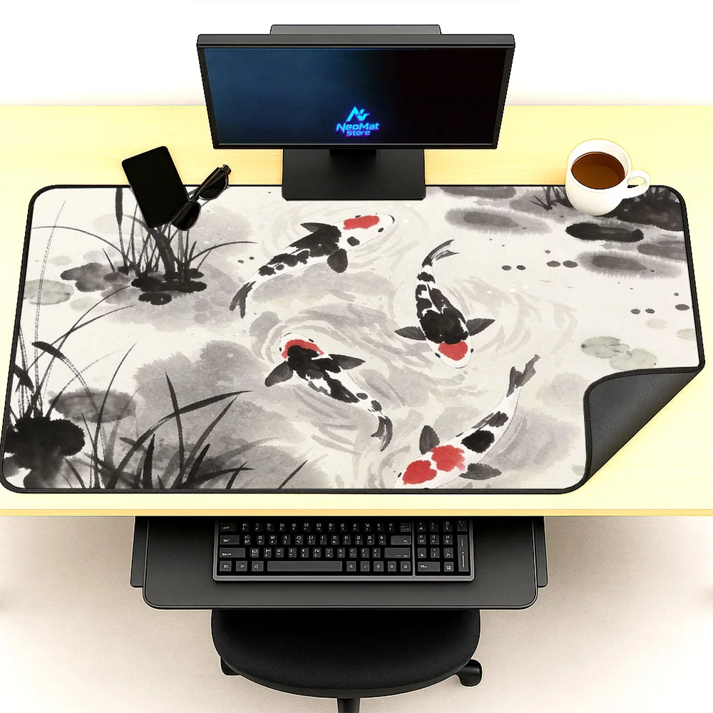

Koi Mousepad Office Accessories Fish Mausepad Aesthetic Chinese Gamer Carpet 60x150 Pc Decoration Japan Persona Mouse Pad 120x60