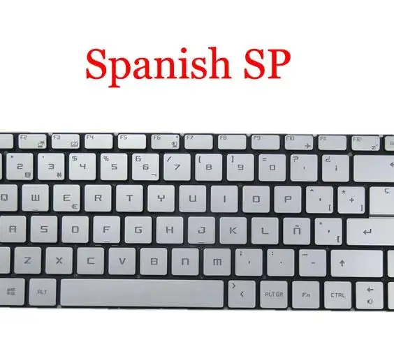 Laptop Monochrome Backlit Keyboard For MSI GS65 GF63 PS42 WS65 WP65 P65 Spanish SP Sliver New