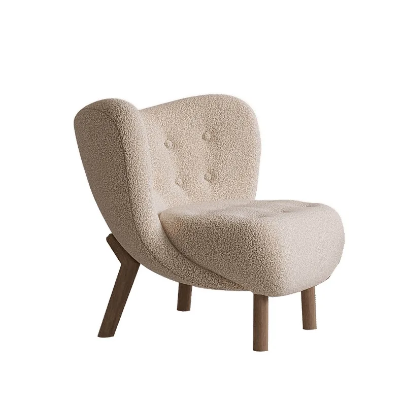 

Single sofa cream wind lamb wool leisure chair bedroom balcony retro design