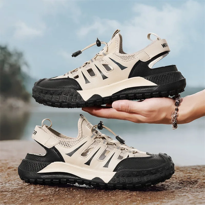 Mens Casual Sandals 2026 New Summer Breathable Mesh Hollow Out Slip On Sandals Trendy Flip Flops Cross Border Wholesale