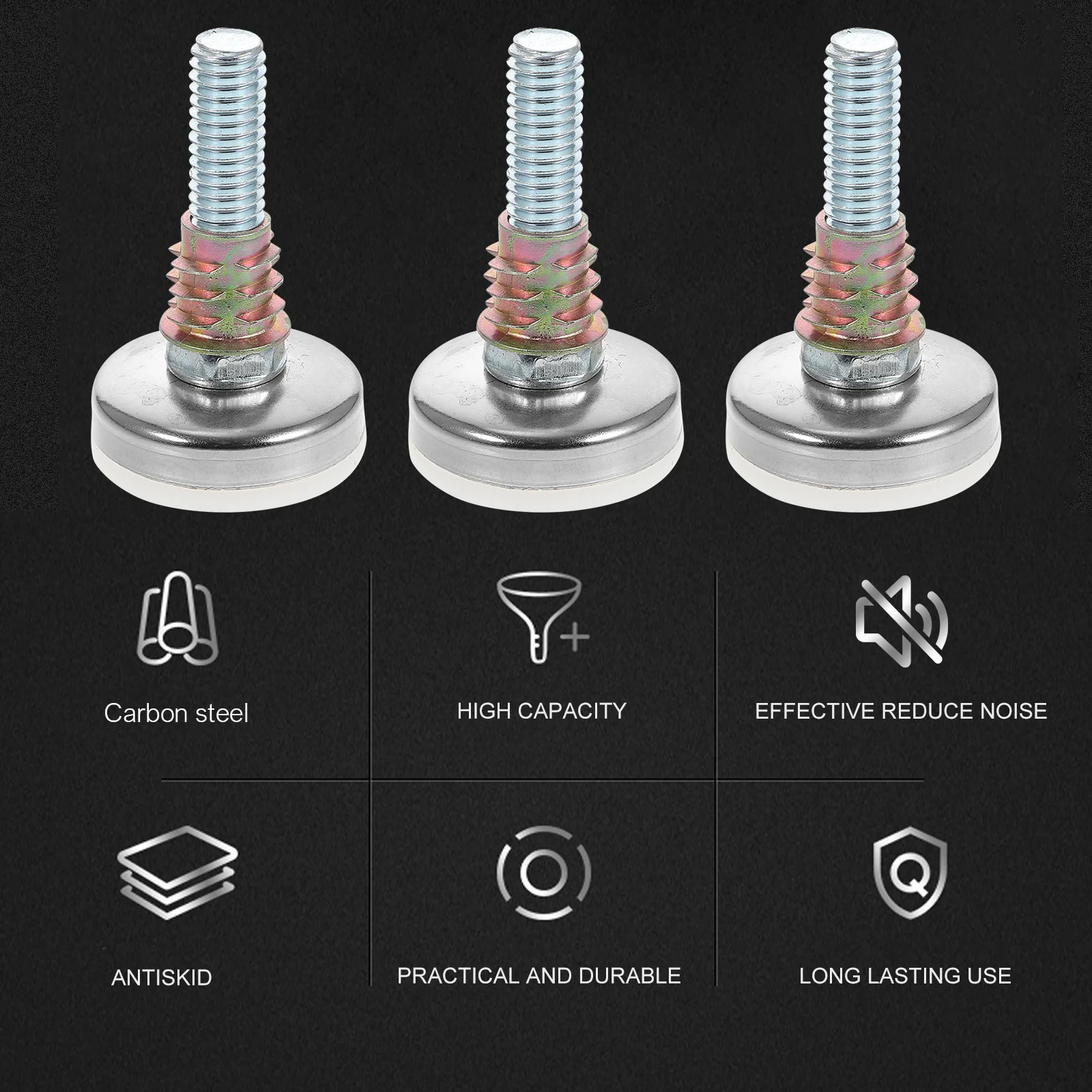 

8 set Adjustable Leveling Feet For Furniture Heavy Duty 350Lbs Steel T-Nuts Threaded Inserts Floor Protector Felt Hardwood