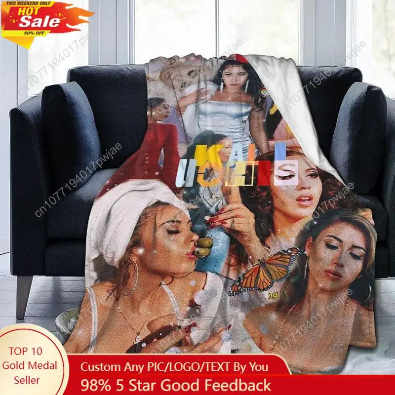 Kali Singer Uchis Blanket Flannel Soft Cozy Blanket and Throw for Sofa Bed Music Lover Gift for Custom Blankets