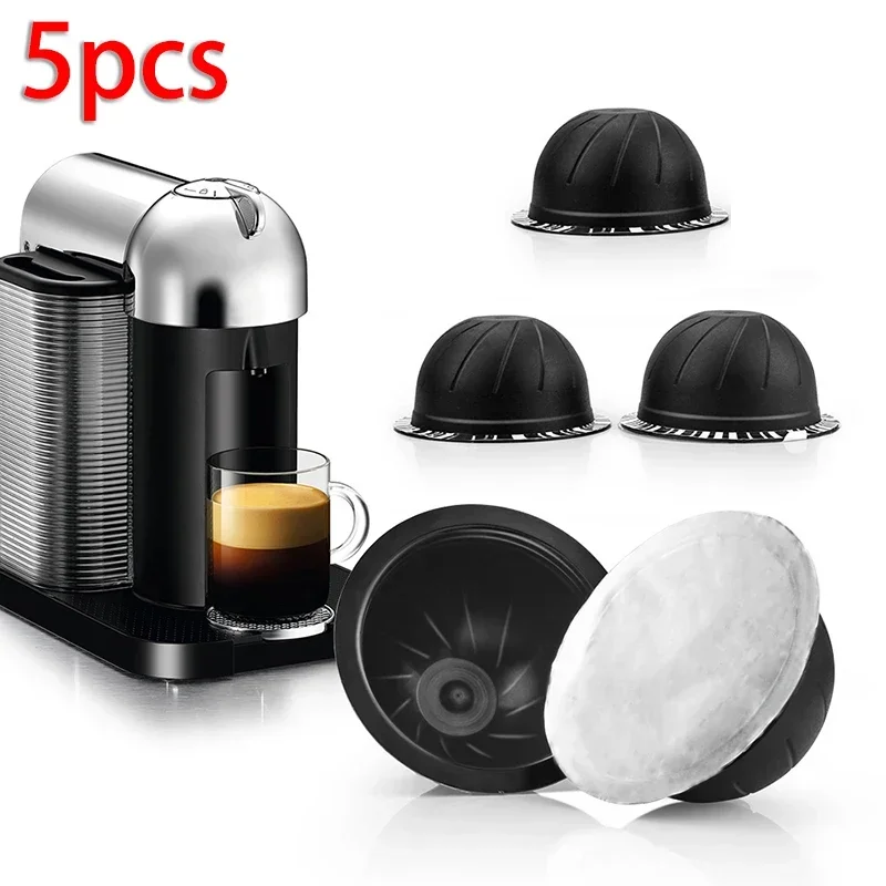 5PCS Reusable Coffee Capsules Cup Refillable Coffee Capsule Refilling Filter Coffeeware Accessories For Nespresso Vertuo