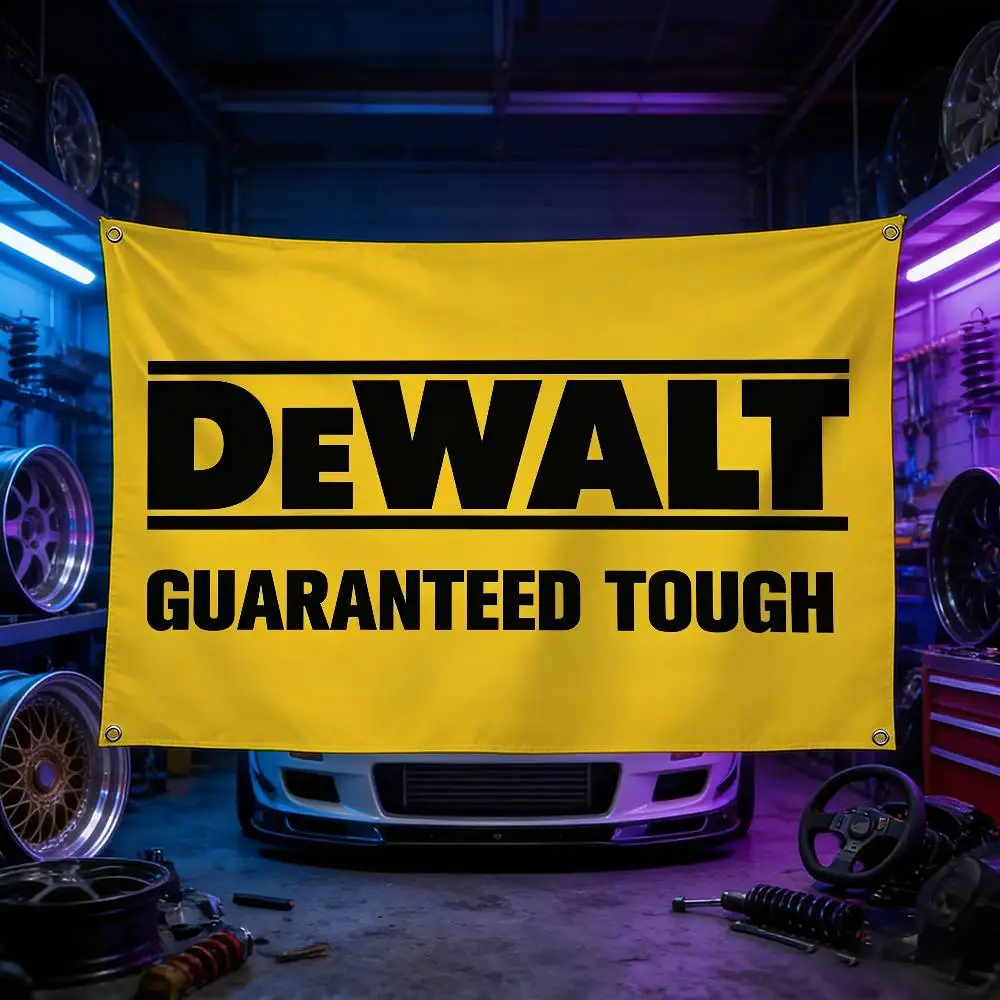 Motorcycle And Car Logo For DEWALT Flag 120g Brushed Polyester Sublimation Printing Durable Hanging Flag For Home Decor Event