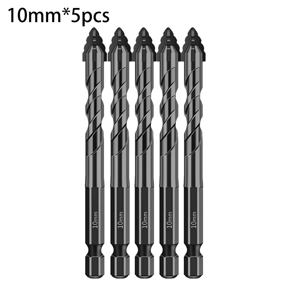 5pcs Drill Bit For Punching Drilling Tiles Four-Flute Eccentric Drilling Glass Tile Punching Triangle Drill Bit Fittings