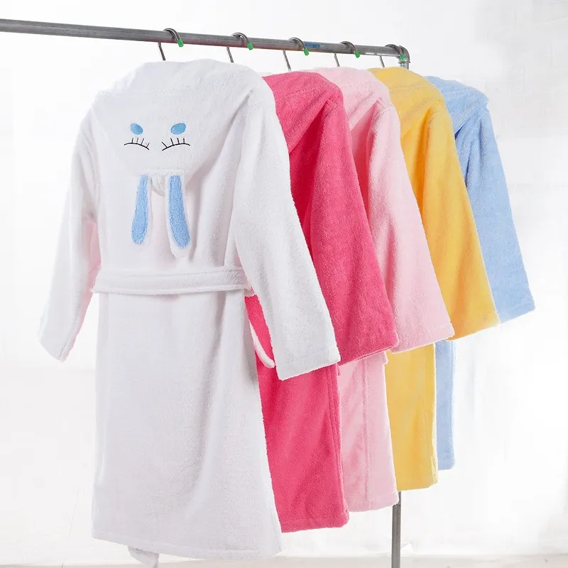 Children Homewear Hooded Toweling Terry Cotton Bathrobe Boys Kids Thicken Winter Bath Robe Little Girls Dressing Gown