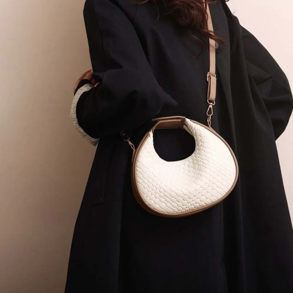 

Portable Elegant Leather Woven Embossed Handbag Anti-splash Water Texture Crossbody Bag Fashion Large Capacity Hobo Bag Daily