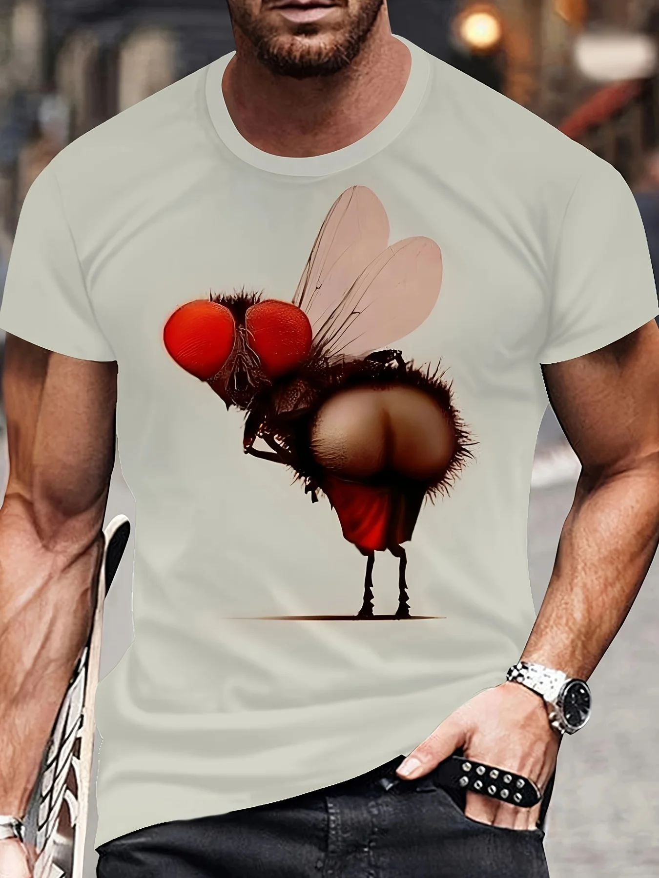 

Men's 3D Alien Print T-Shirt - Casual Crew Neck, Short Sleeve, Summer & Vacation Wear, 2025