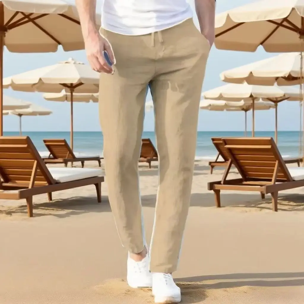 

Men's Cotton Linen Pants Male Summer New Breathable Solid Linen Trousers Vacation Loose Pants Joggers Pants Sweatpants S-4XL