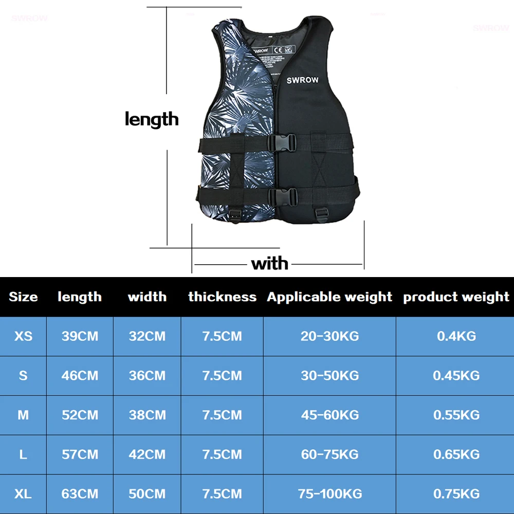 SWROW Life Jacket Water Sport Buoyancy Jacket Life Vest Swimming Boating Driving Vest Life Vest Buoyancy Suit For Adult Children