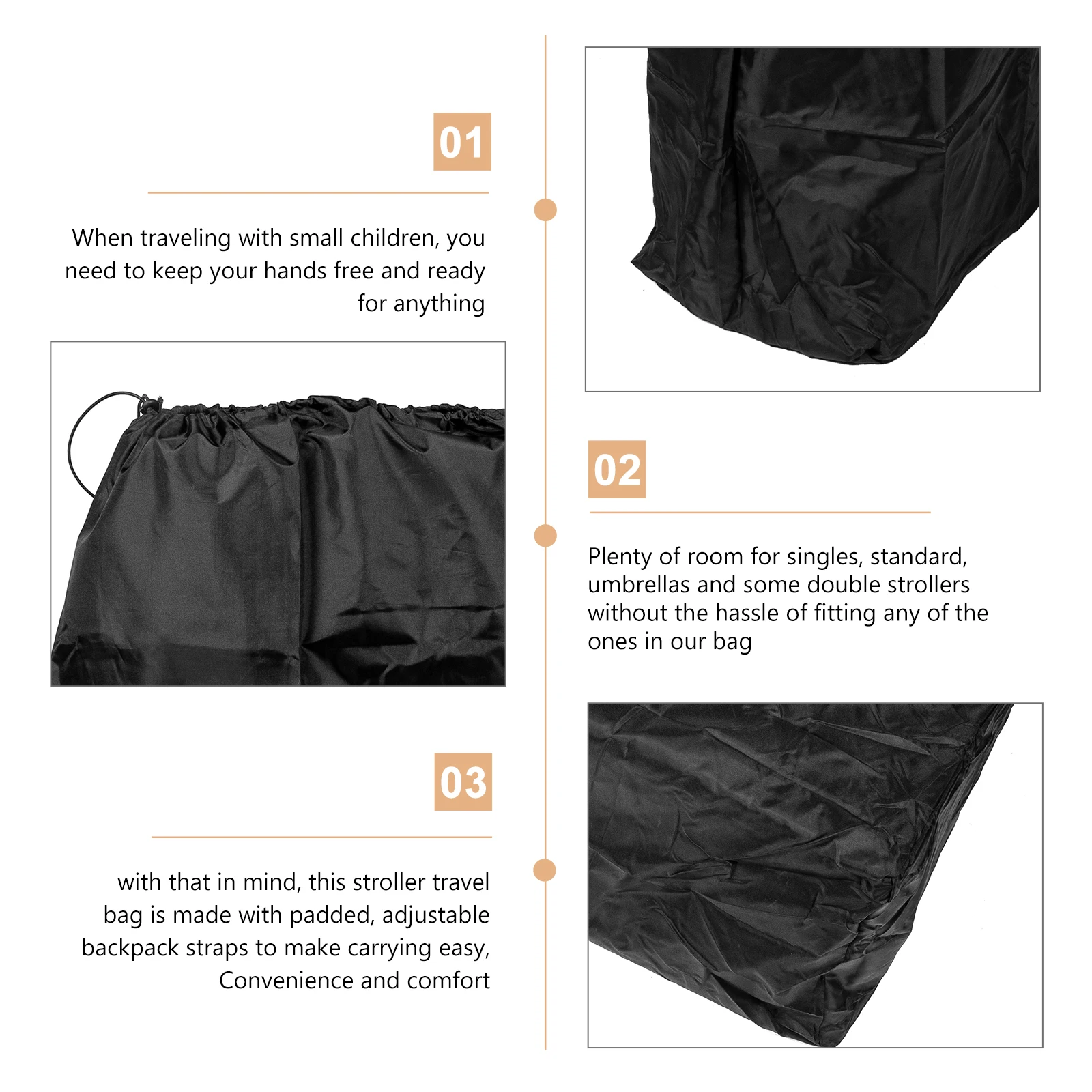 

Stroller Storage Bag Travel Oversized Check Cover Compatible Most Strollers Water Resistant Heavy Duty Material Drawstring
