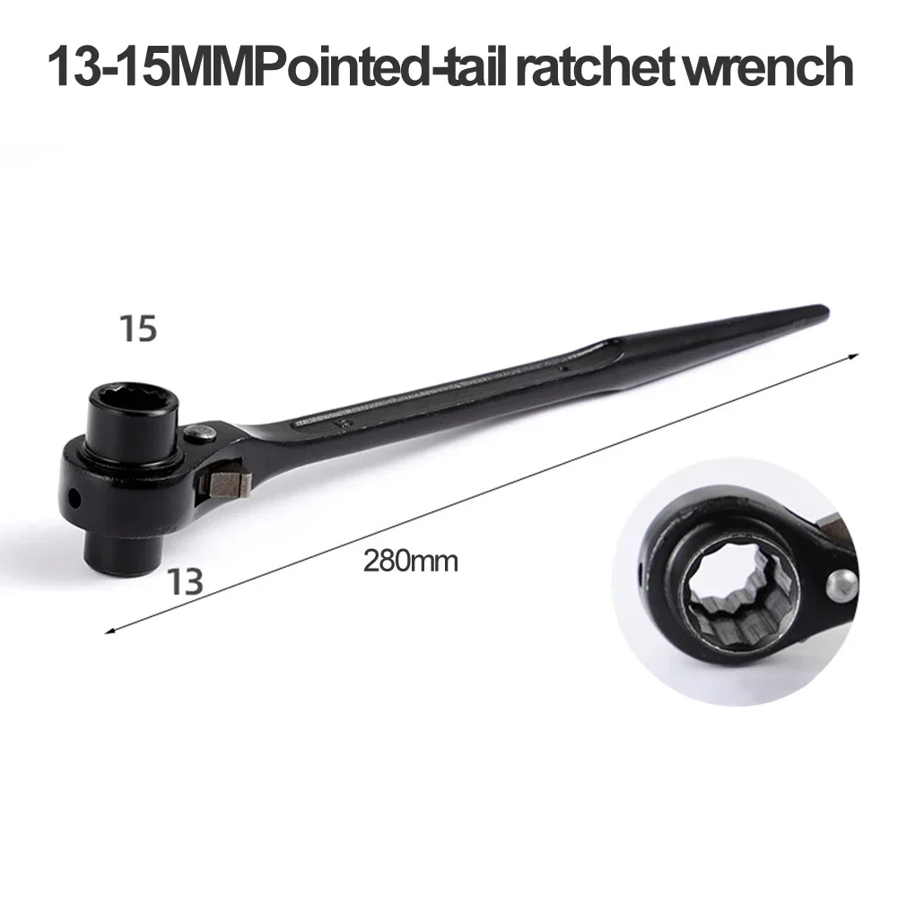 Double Ended Plum Blossom Ratchet Wrench with Pointed Tail Adapter 12 14mm/13 15mm/13 16mm/13 17mm/14 17mm/16 18mm Sizes