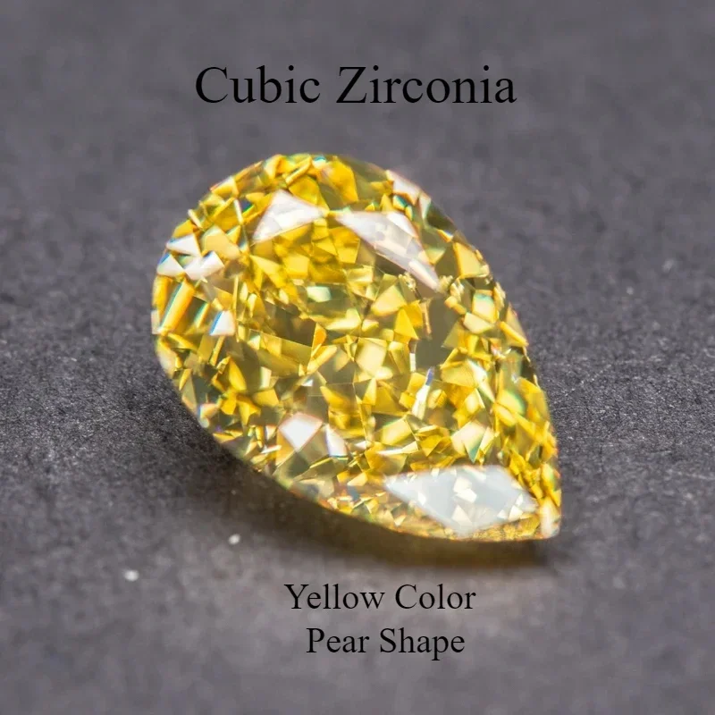 

Cubic Zirconia Yellow Color Pear Shape 4k Crushed Ice Cut Charm Stones for DIY Jewelry Making Necklace Earings Main Materials