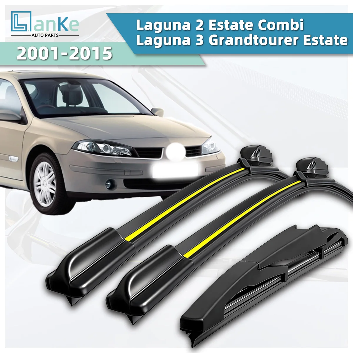 

Lanke Wiper Fit For Renault Laguna 2 Estate Combi/Laguna 3 Grandtourer Estate(2001-2015) Natural Rubber Strip Boneless Car Wiper