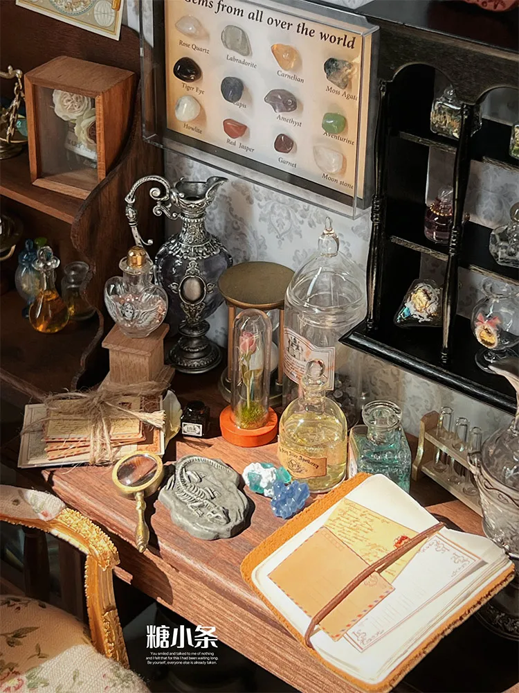 6Points DollHouse Miniature Magic Potions Retro Magic House Bryce Model BJD Potion Bottle Ob Scene Accessory Hourglass Gem Model