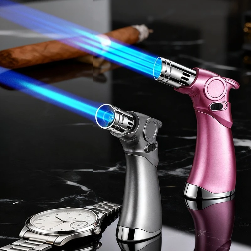 

High-quality Three-fire Direct Spray Windproof Spray Gun Indispensable Cigar Special Lighter and Cigarette Accessory Gift